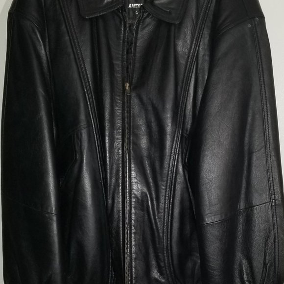 Genuine Leather Jacket Lined vtg American Born Black Leather Coat with Lining - Picture 3 of 16